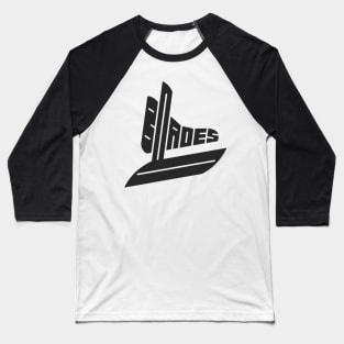 Blades Black Hockey Skate Logo Baseball T-Shirt